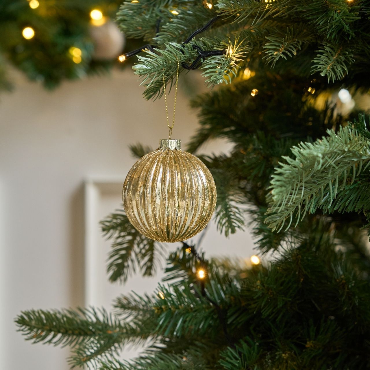 Julekugle blank m. streger, 4 stk.